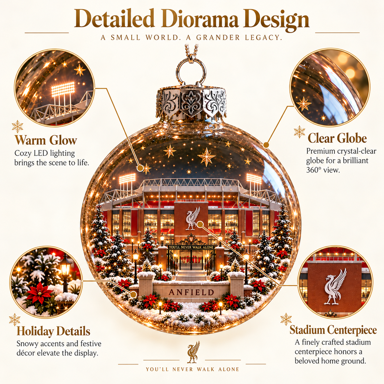 ⚽🎄 Light-Up Football Stadium Christmas Ornament