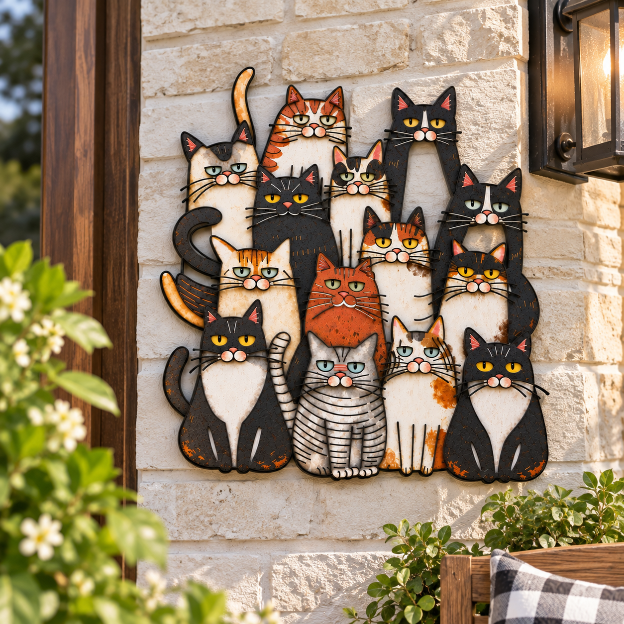 Funny Cat Family Metal Wall Decor