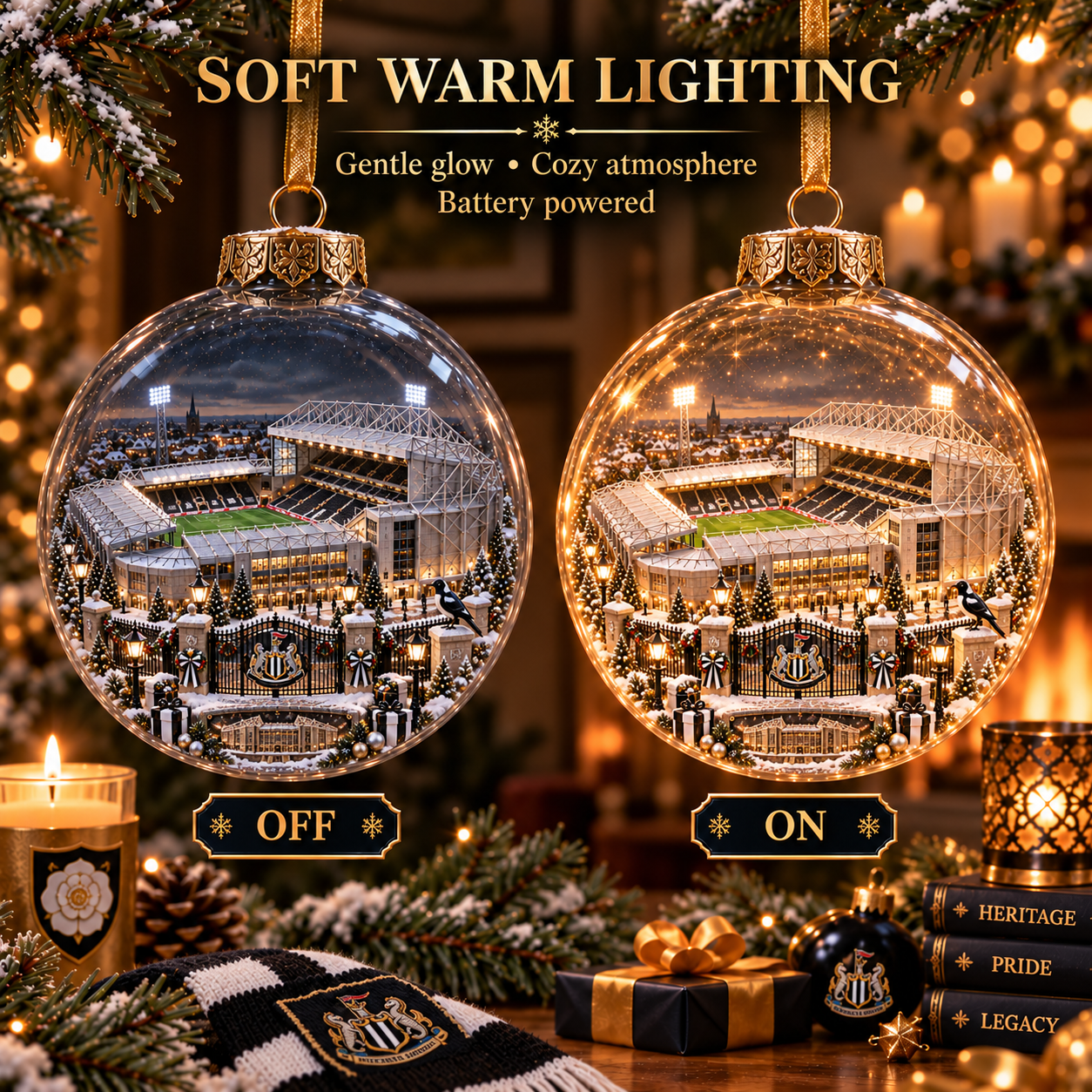 🎄 Howay the Lads Light-Up Football Heritage Diorama Ornament