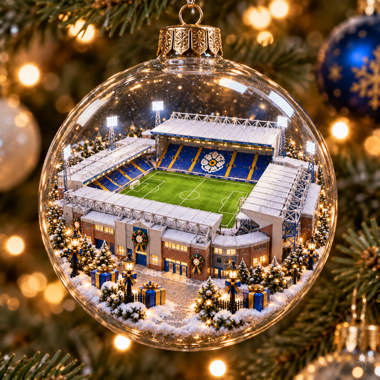 🎄 White Rose Legacy Light-Up Football Heritage Diorama Ornament