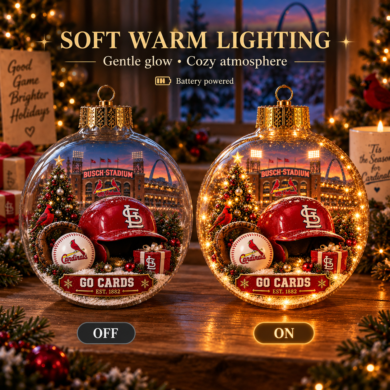 ⚾🎄 Bring the Ballpark Home — Light-Up Baseball Christmas Diorama Ornament