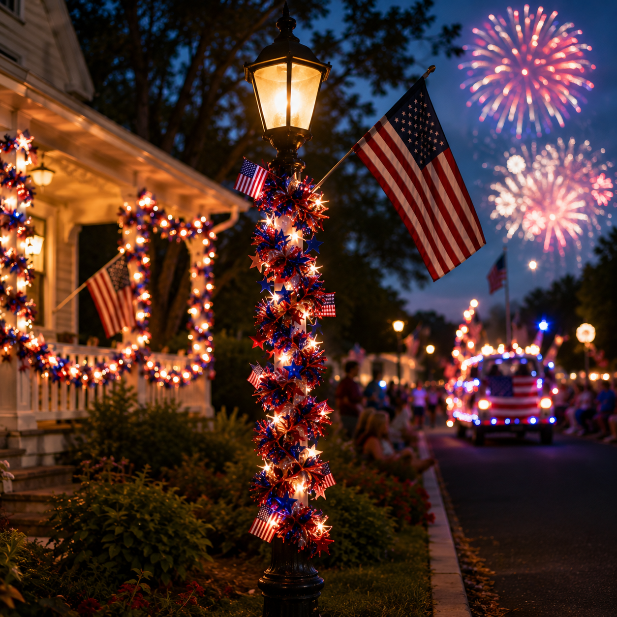 American Flag & Star Red White Blue Fairy Lights
