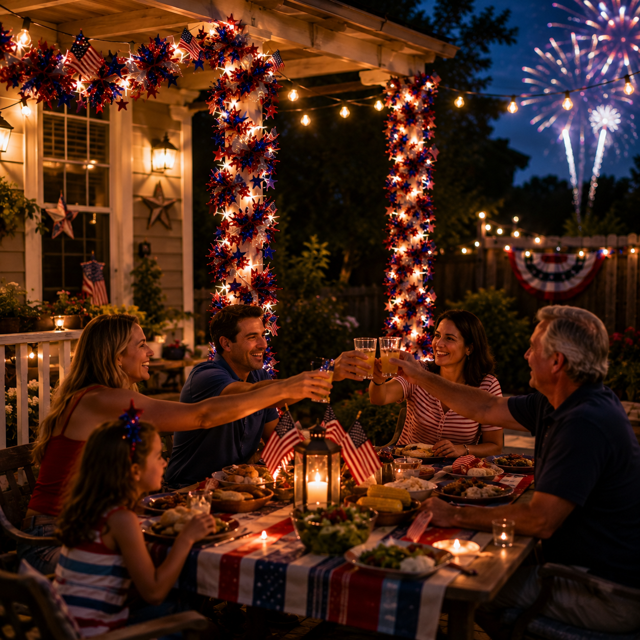 American Flag & Star Red White Blue Fairy Lights