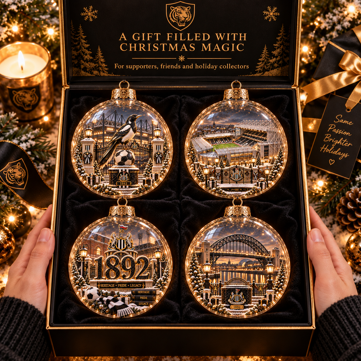 🎄 Howay the Lads Light-Up Football Heritage Diorama Ornament