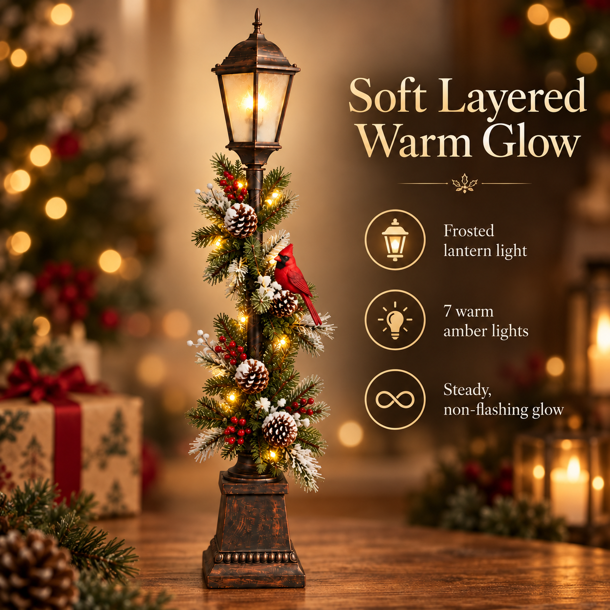 Old Christmas Streetlight – Lighted Tabletop Holiday Decor