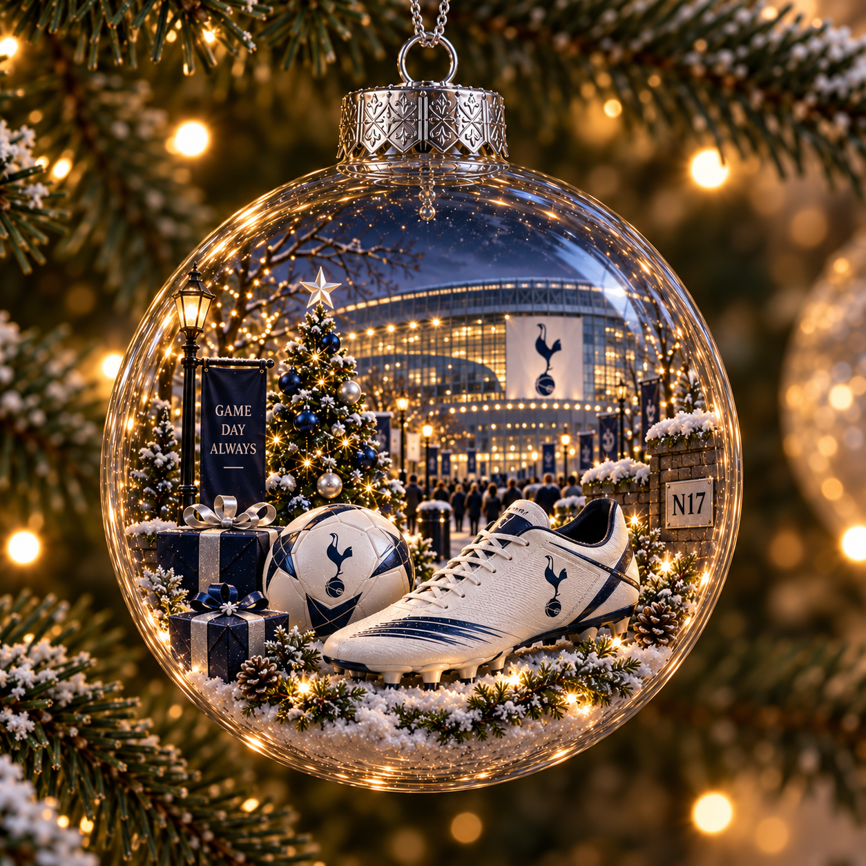 🎄 To Dare Is To Do Light-Up Football Christmas Globe Ornament