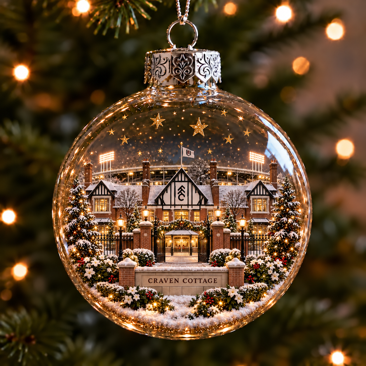 ⚽🎄 Light-Up Football Stadium Christmas Ornament