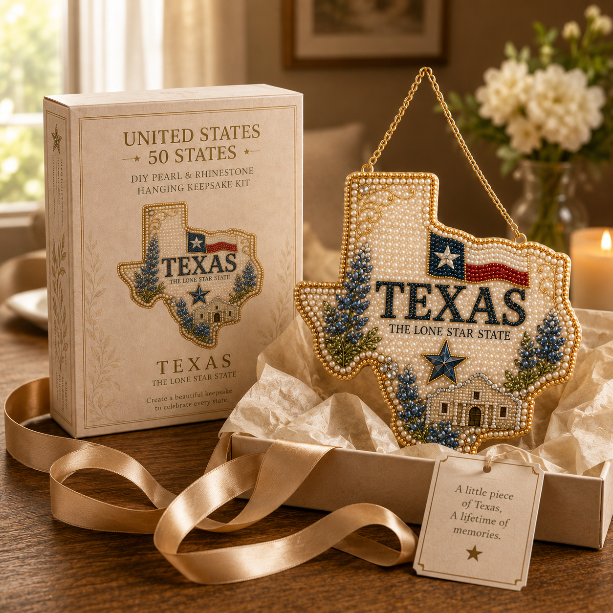 🇺🇸 50 States DIY Pearl & Rhinestone Hanging Keepsake Kit