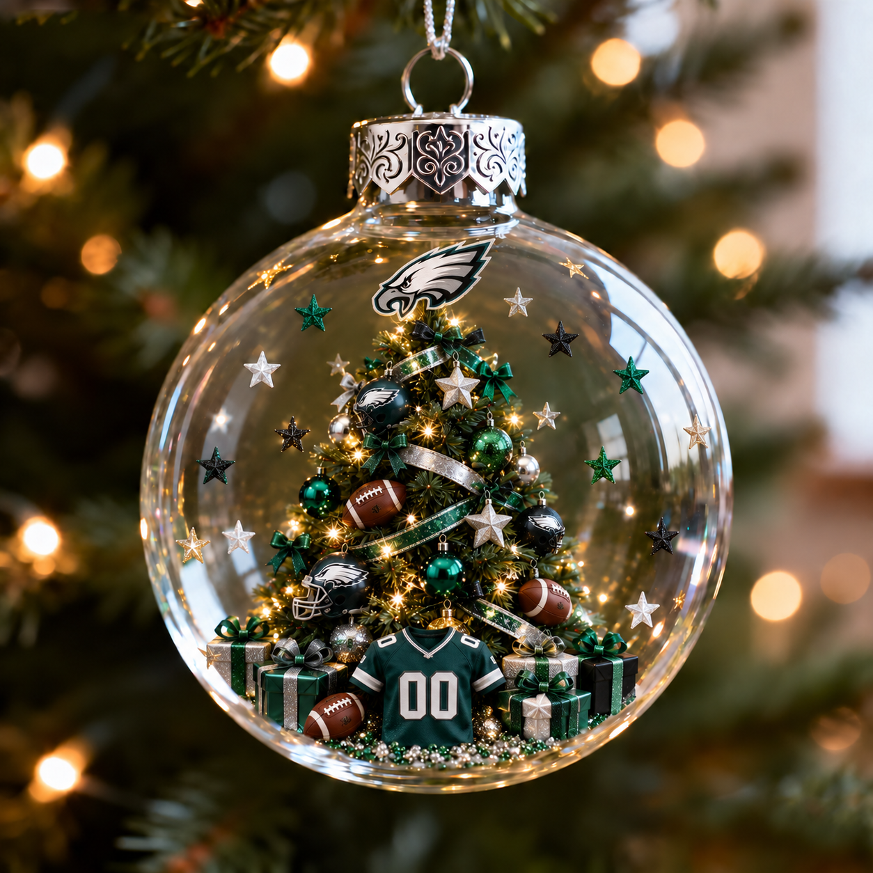 🎄 32-Team Football Christmas Tree Light-Up Ornament