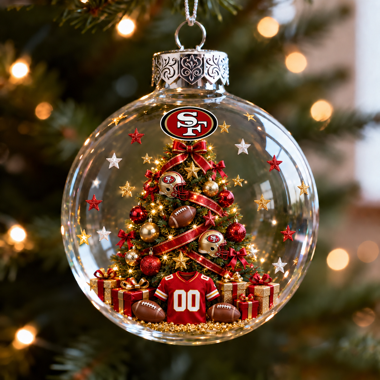 🎄 32-Team Football Christmas Tree Light-Up Ornament
