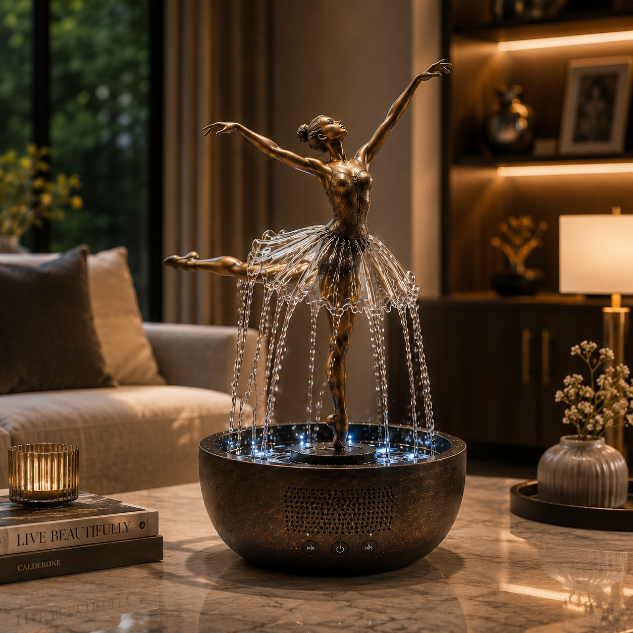 Ballerina Waterfall Bluetooth Speaker Fountain