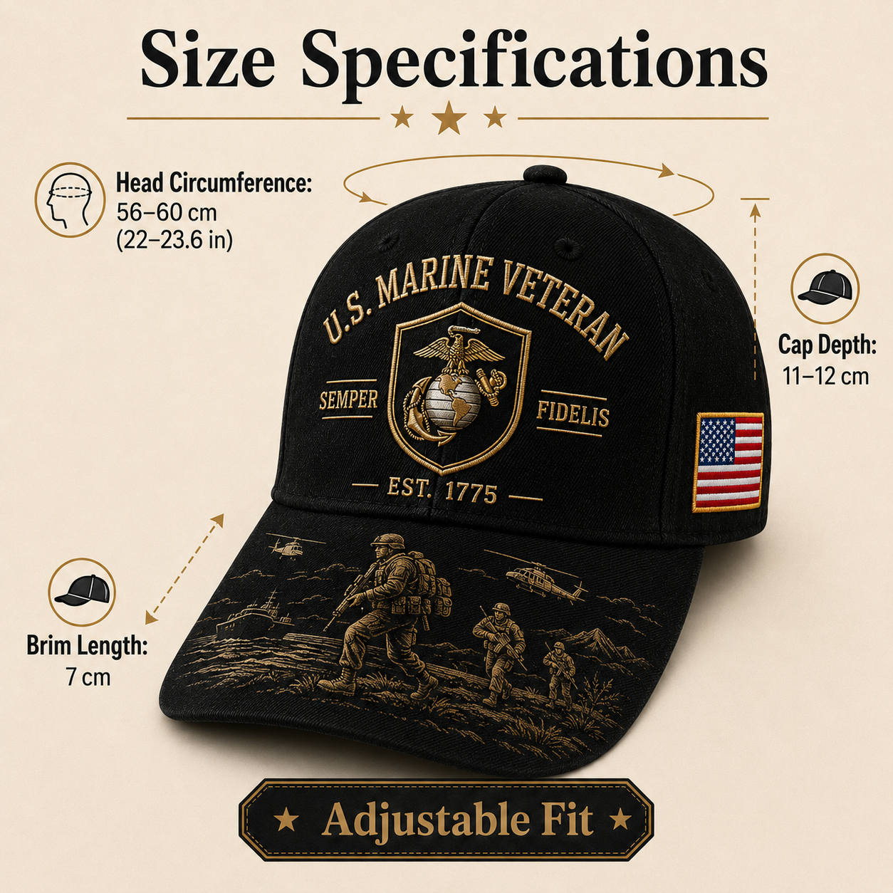 U.S. Marine Veteran Semper Fidelis Commemorative Cap 🇺🇸