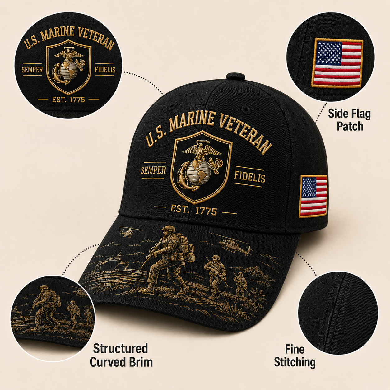 U.S. Marine Veteran Semper Fidelis Commemorative Cap 🇺🇸
