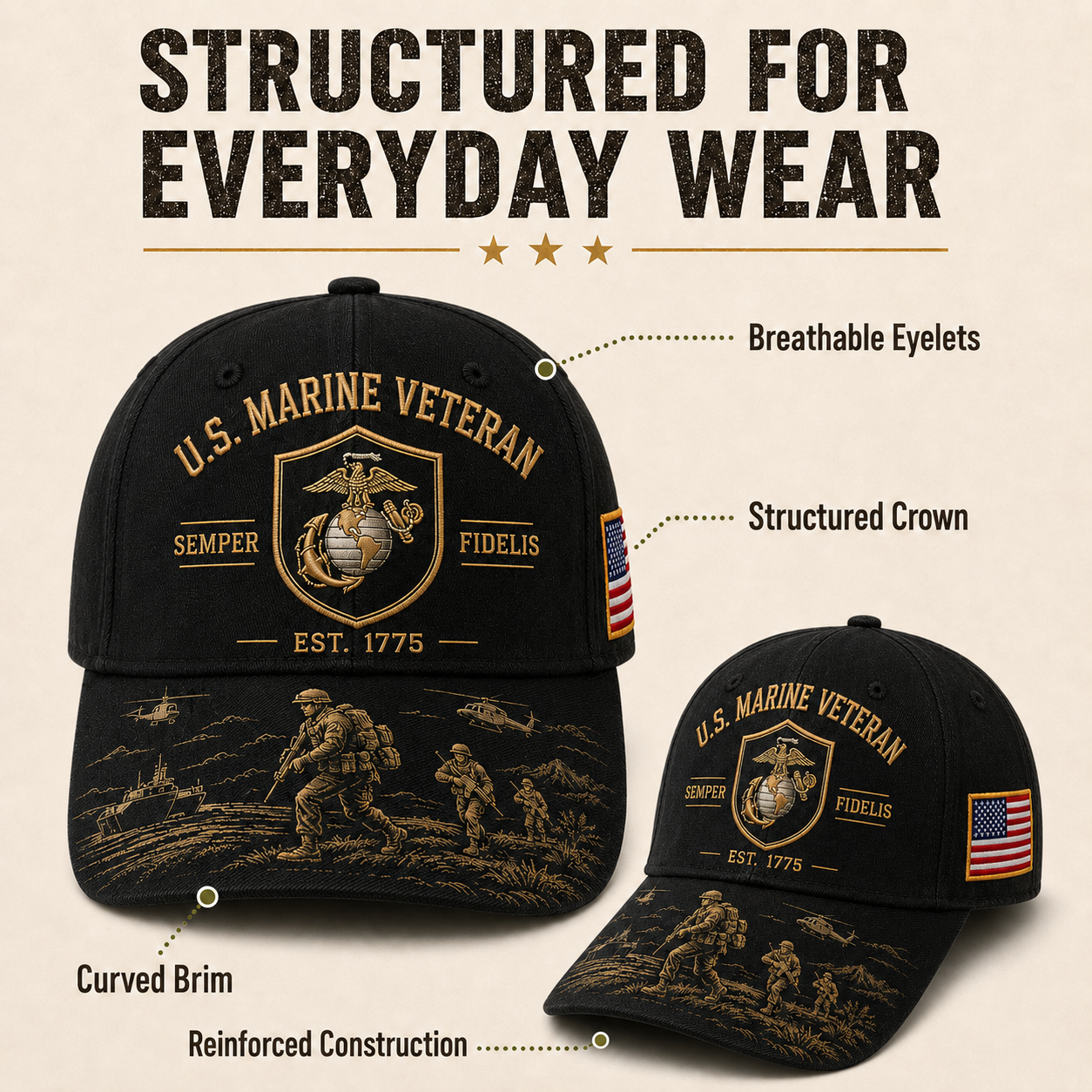 U.S. Marine Veteran Semper Fidelis Commemorative Cap 🇺🇸