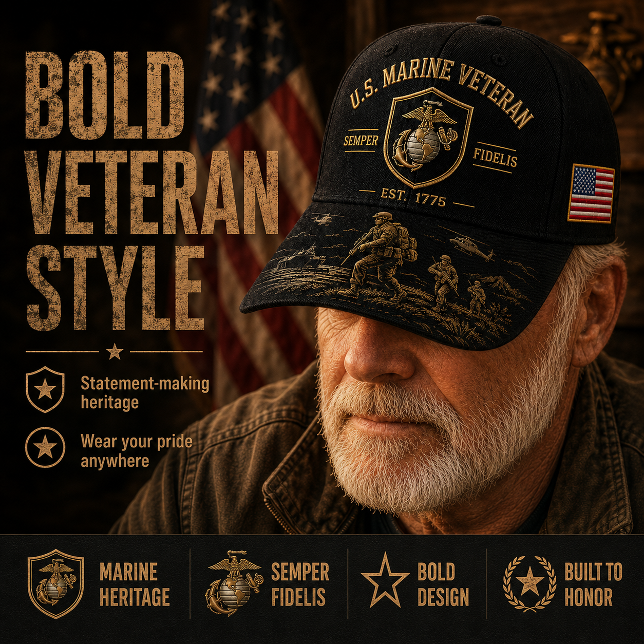 U.S. Marine Veteran Semper Fidelis Commemorative Cap 🇺🇸