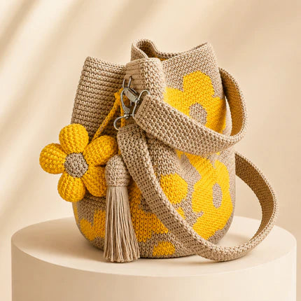 Handmade Crochet Flower Bucket Bag🌺