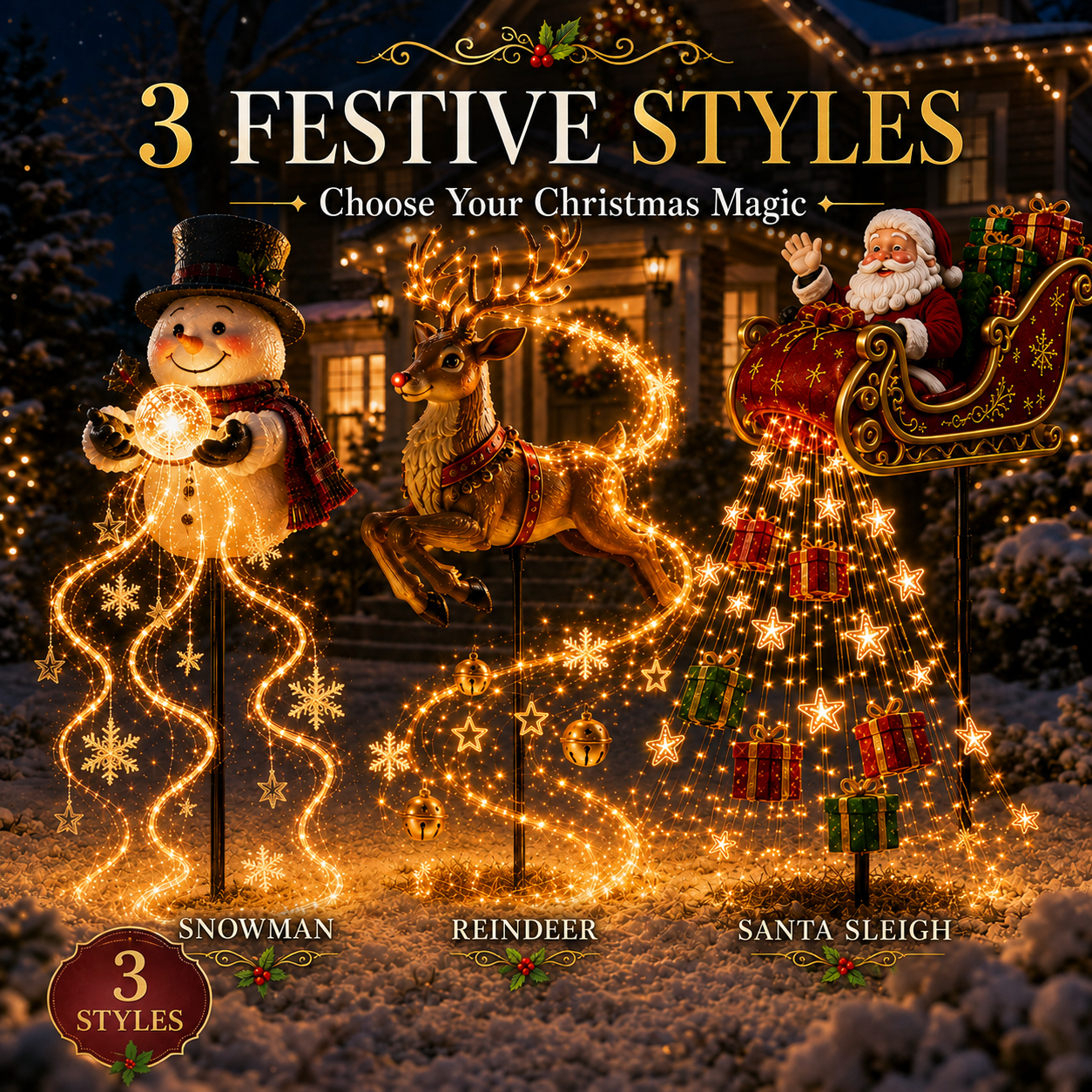 🔥Last Day 70% OFF 🎅 2026 New Santa’s Flying Sleigh Gift Cascade – Solar Christmas Garden Light