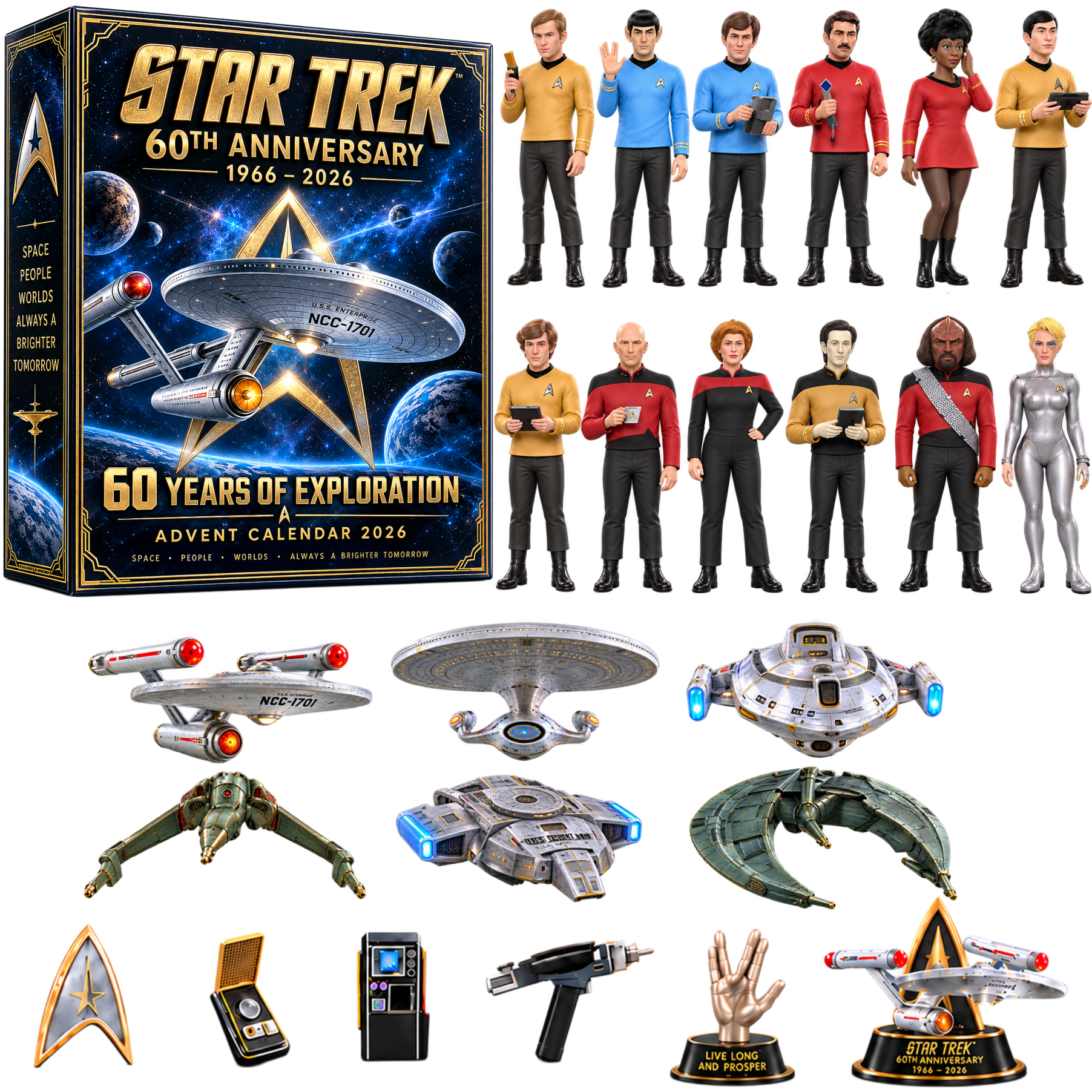 Star Trek 60th Anniversary Advent Calendar 2026 | 24 Days of Exploration Collectible Set