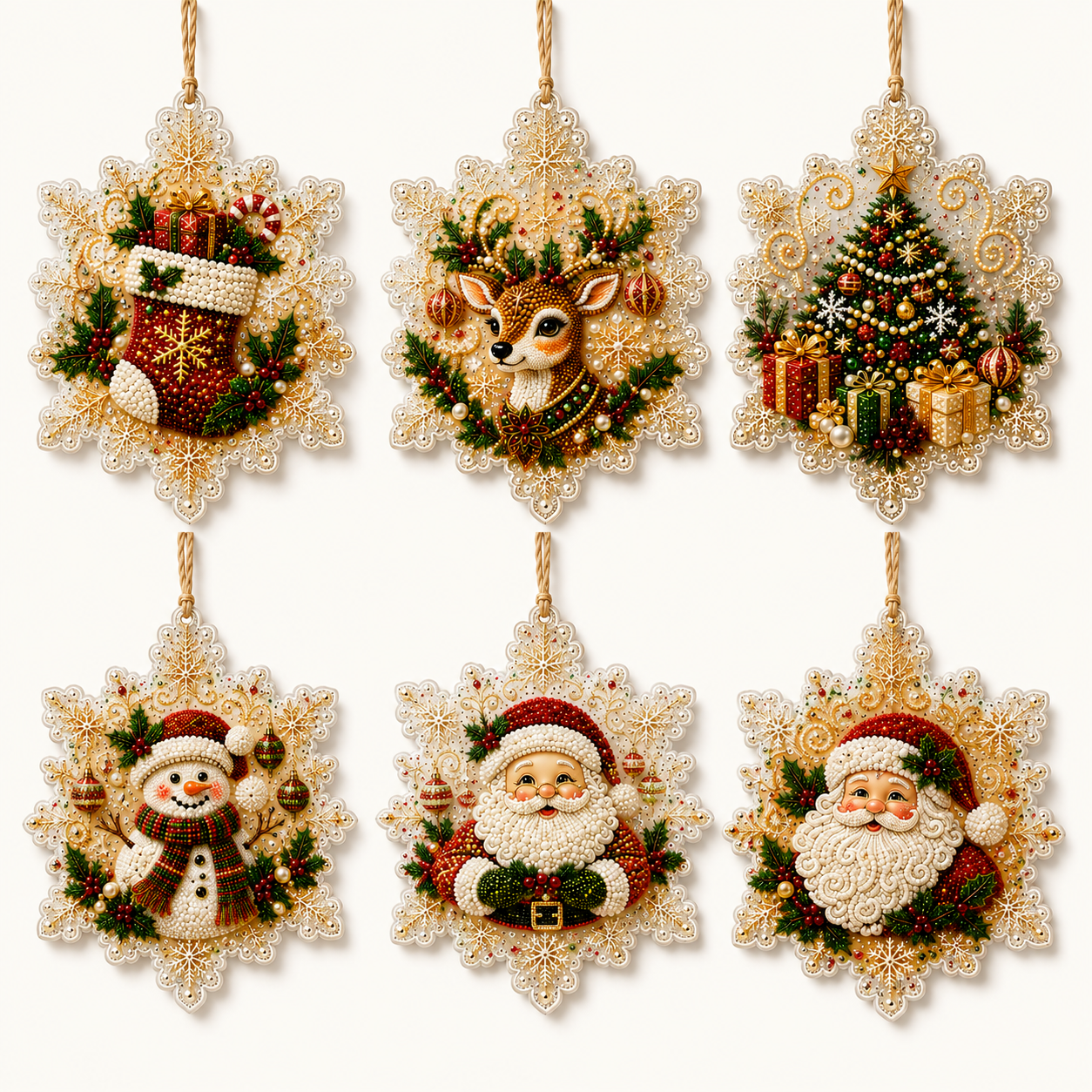 6-Piece Christmas Diamond Painting Ornament Kit 🎄✨