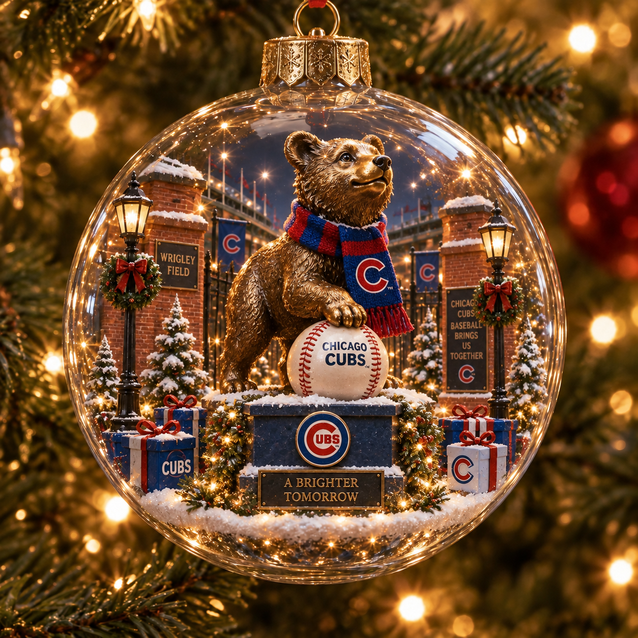 🎄 Fly the W — Light-Up Baseball Heritage Diorama Ornament