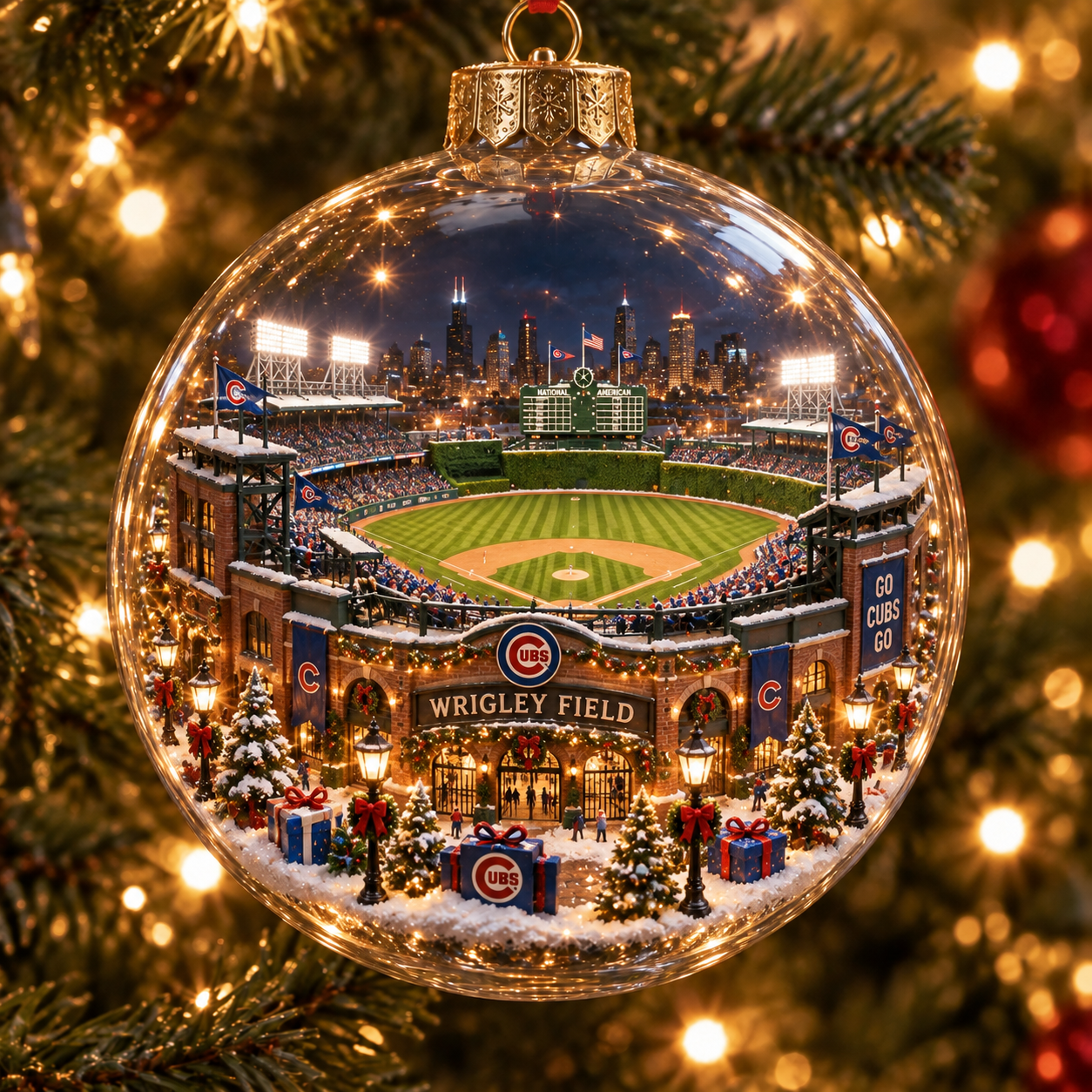 🎄 Fly the W — Light-Up Baseball Heritage Diorama Ornament