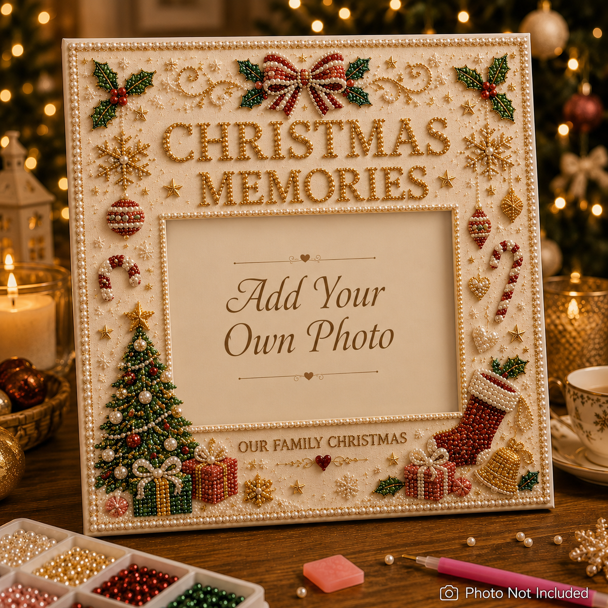 🎄 Christmas Memories DIY Photo Frame Bead Art Kit
