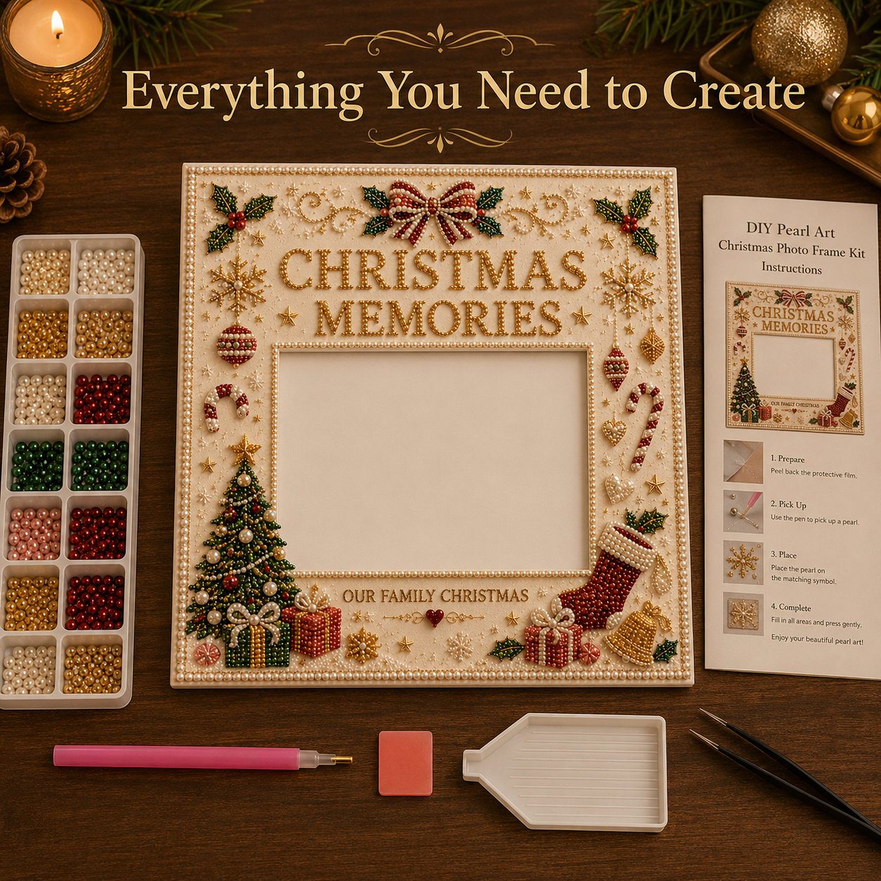 🎄 Christmas Memories DIY Photo Frame Bead Art Kit