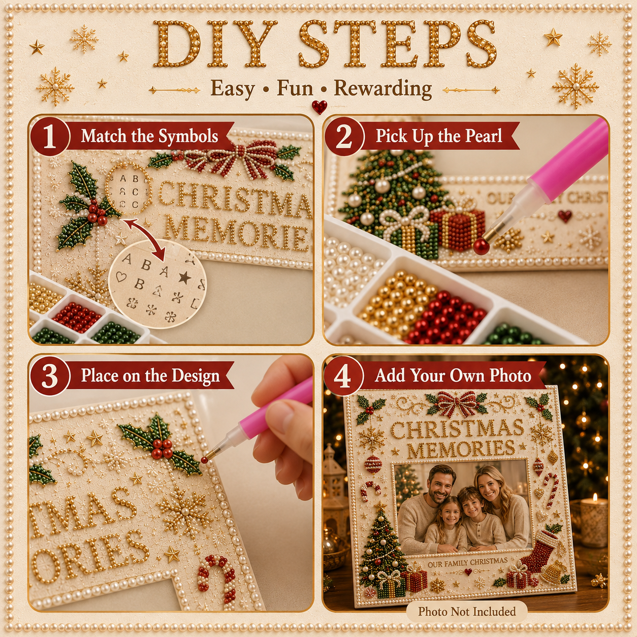 🎄 Christmas Memories DIY Photo Frame Bead Art Kit