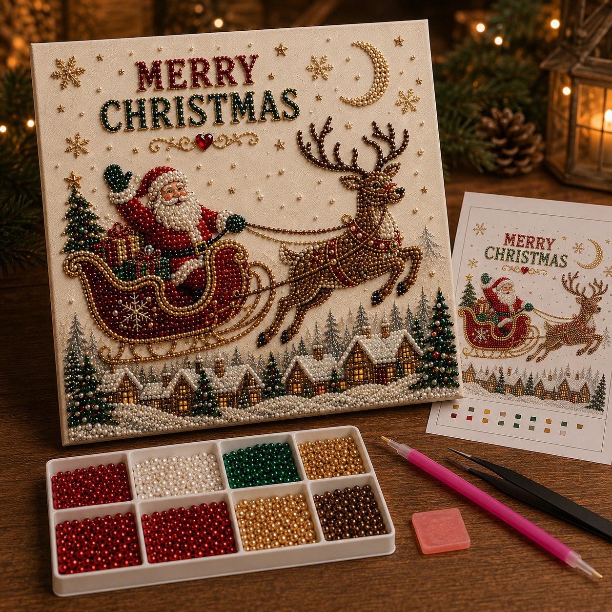 🎅 Christmas Santa Sleigh DIY Bead Art Kit
