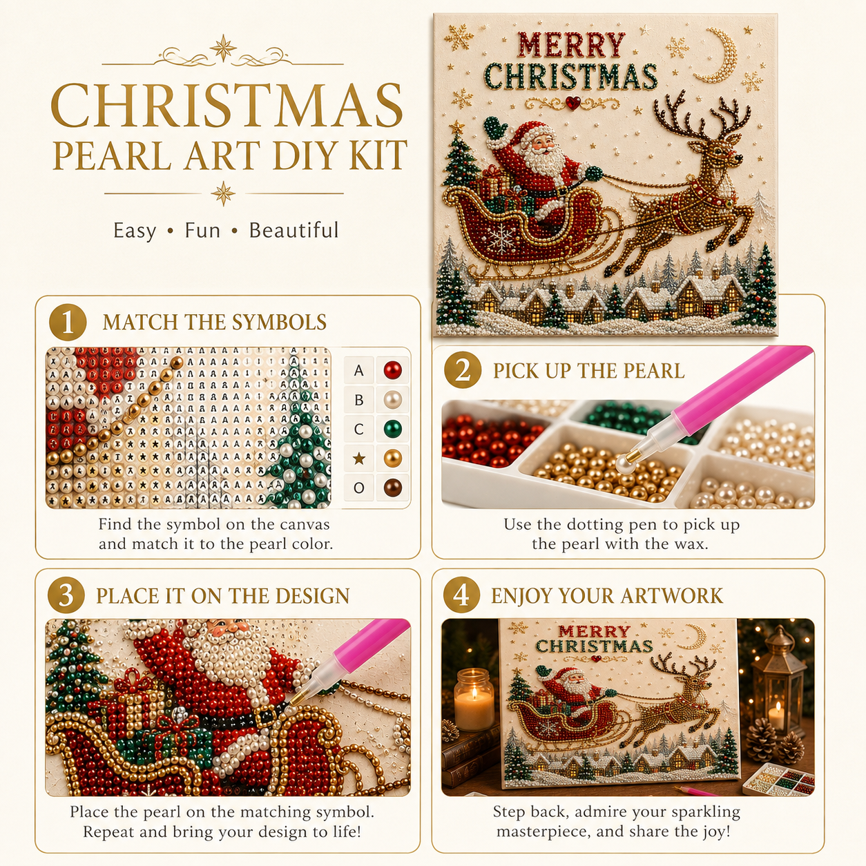 🎅 Christmas Santa Sleigh DIY Bead Art Kit