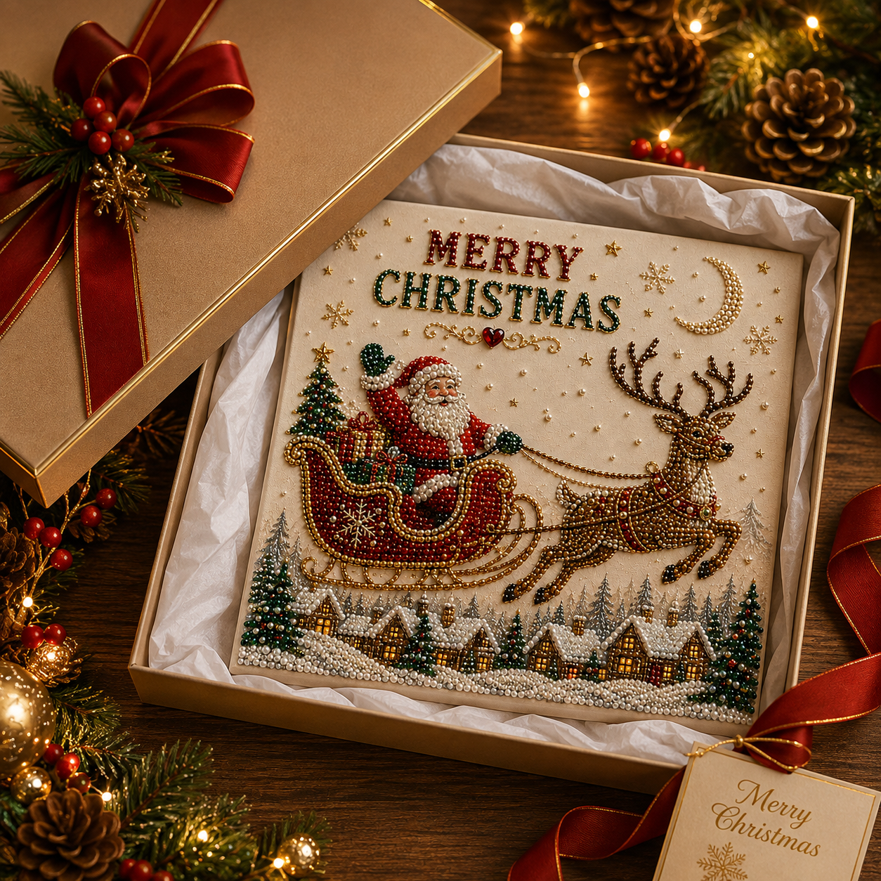 🎅 Christmas Santa Sleigh DIY Bead Art Kit