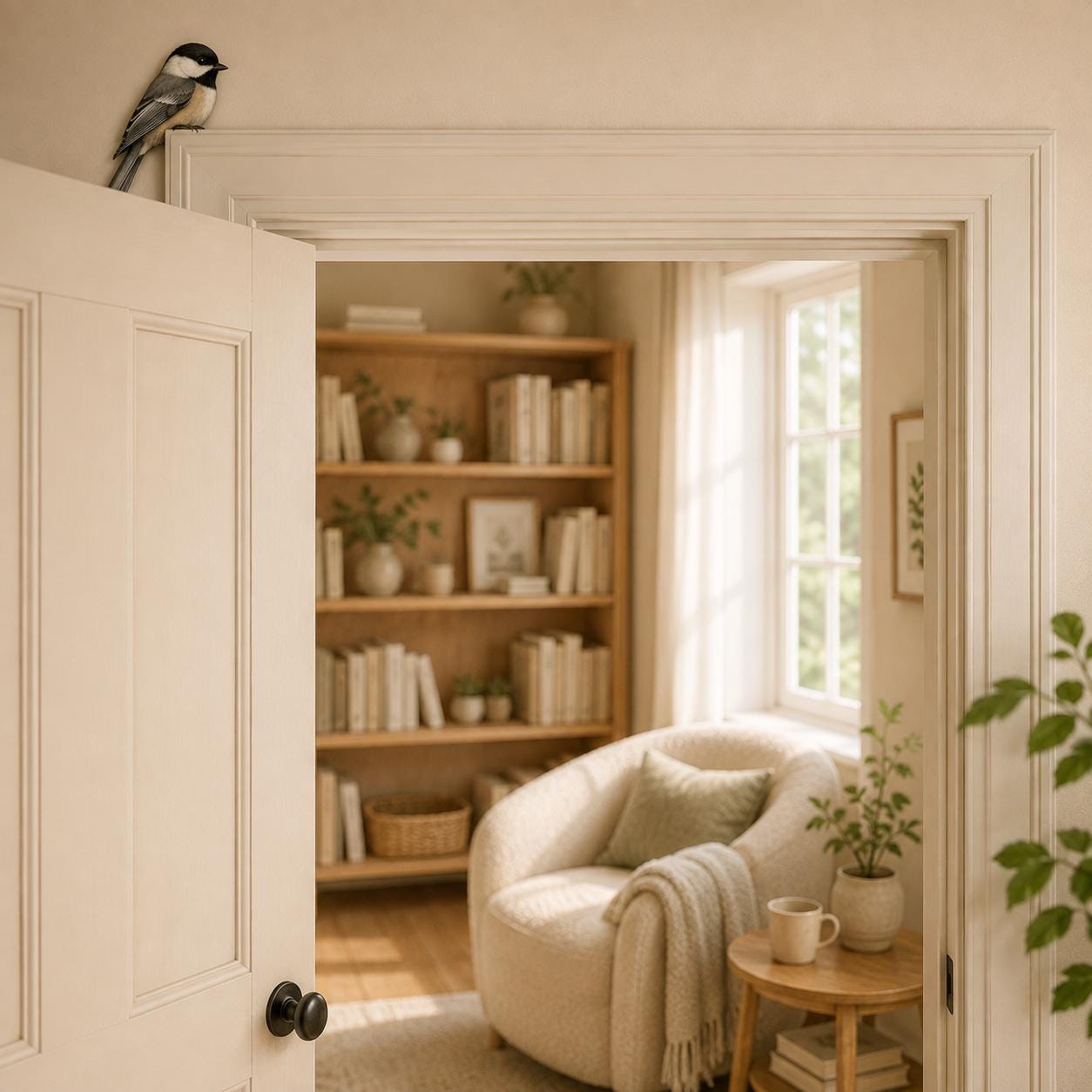 Wooden Chickadee Door Topper