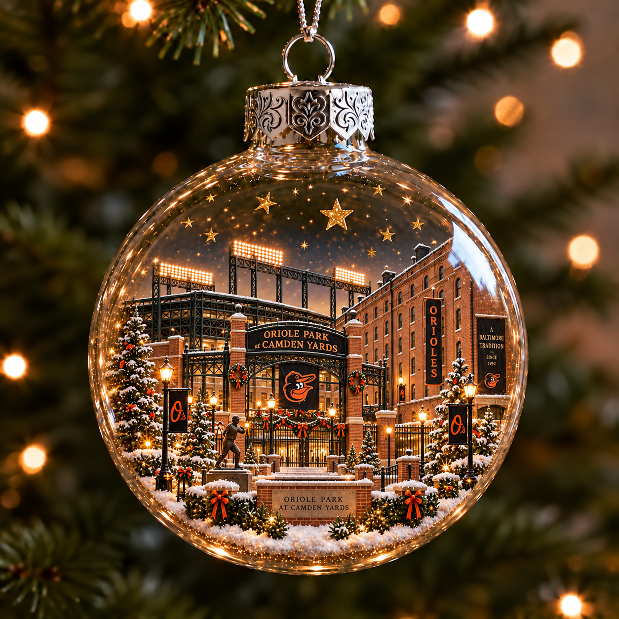 ⚾✨ Bring the Ballpark Home — Light-Up Baseball Stadium Christmas Ornament