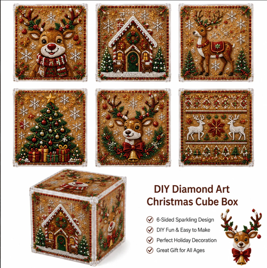 🎄✨ DIY Pearl Art – Christmas Cube Box 🎁💎