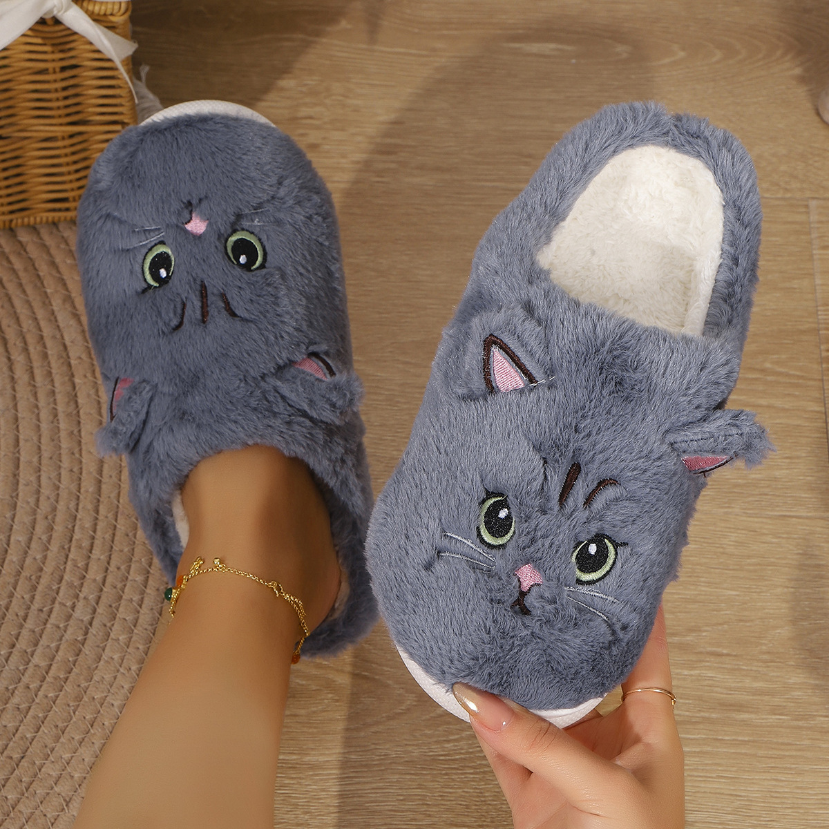 Women's Warm Slip-On Cat Slippers