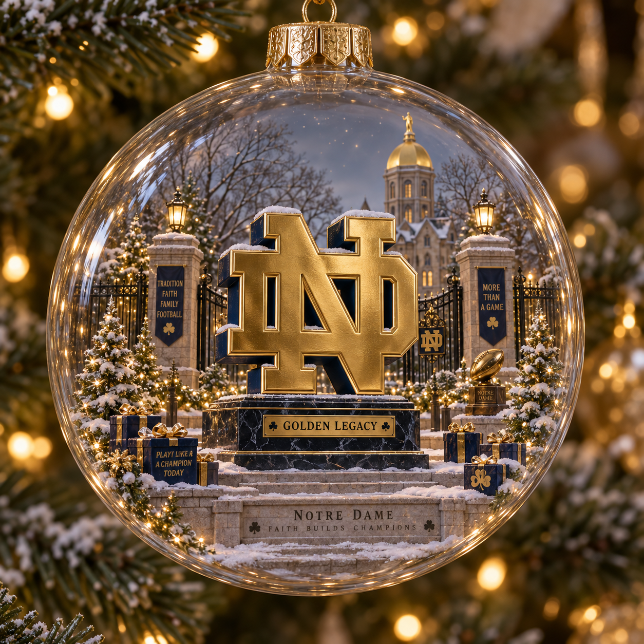 🎄 Play Like a Champion Today — Light-Up College Football Diorama Ornament