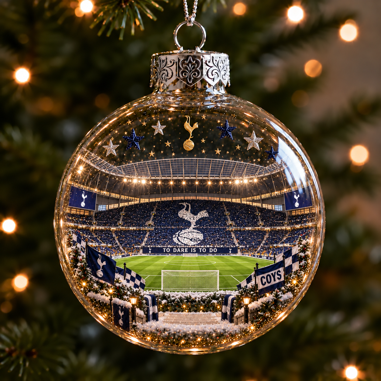 🎄 To Dare Is To Do Light-Up Football Christmas Globe Ornament