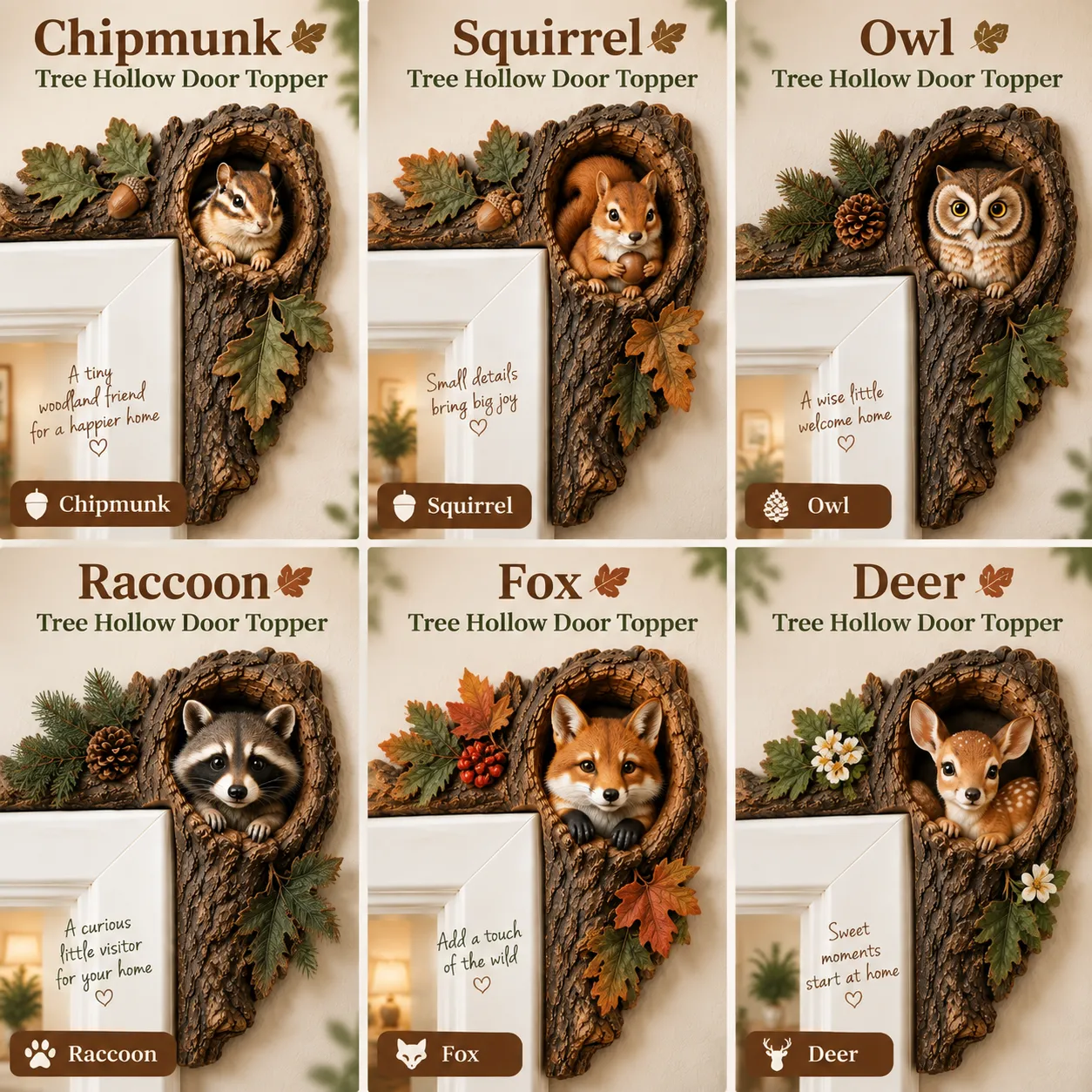🔥Last Day BUY 2 GET 1 FREE🐿️ 3D Chipmunk Tree Hollow Door Topper | Woodland Animal Doorway Decor For Cozy Nature Homes