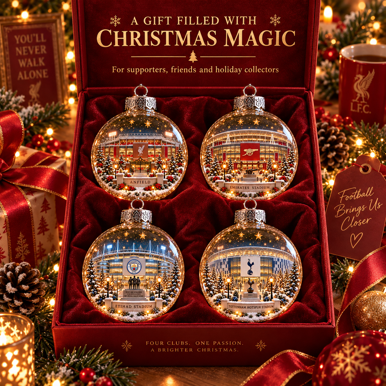 ⚽🎄 Light-Up Football Stadium Christmas Ornament