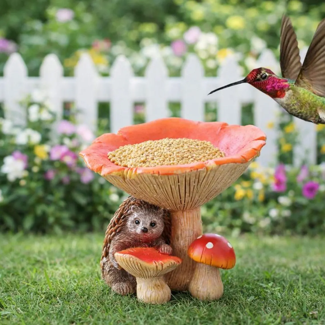 Hedgehog-shaped bird feeder