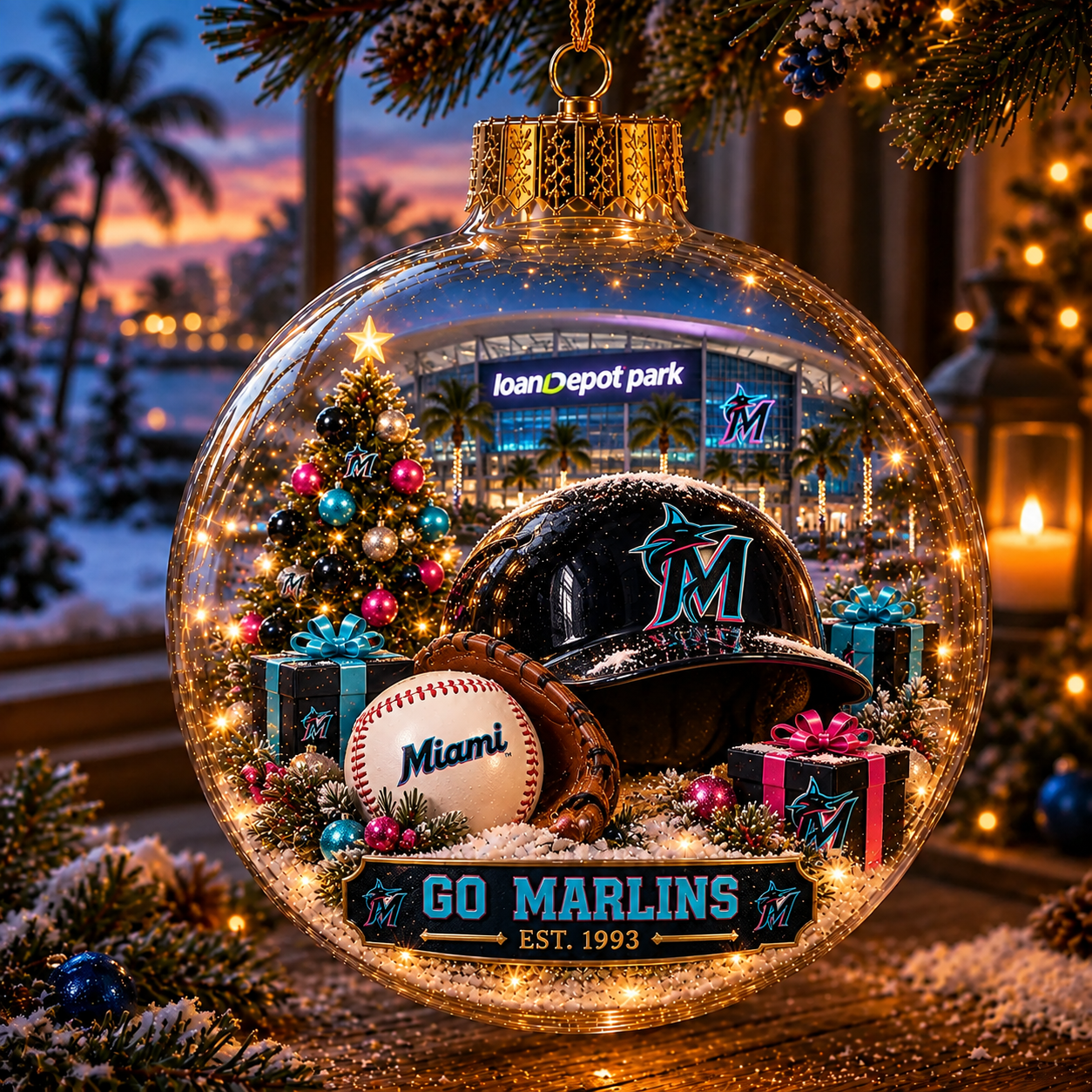 ⚾🎄 Bring the Ballpark Home — Light-Up Baseball Christmas Diorama Ornament