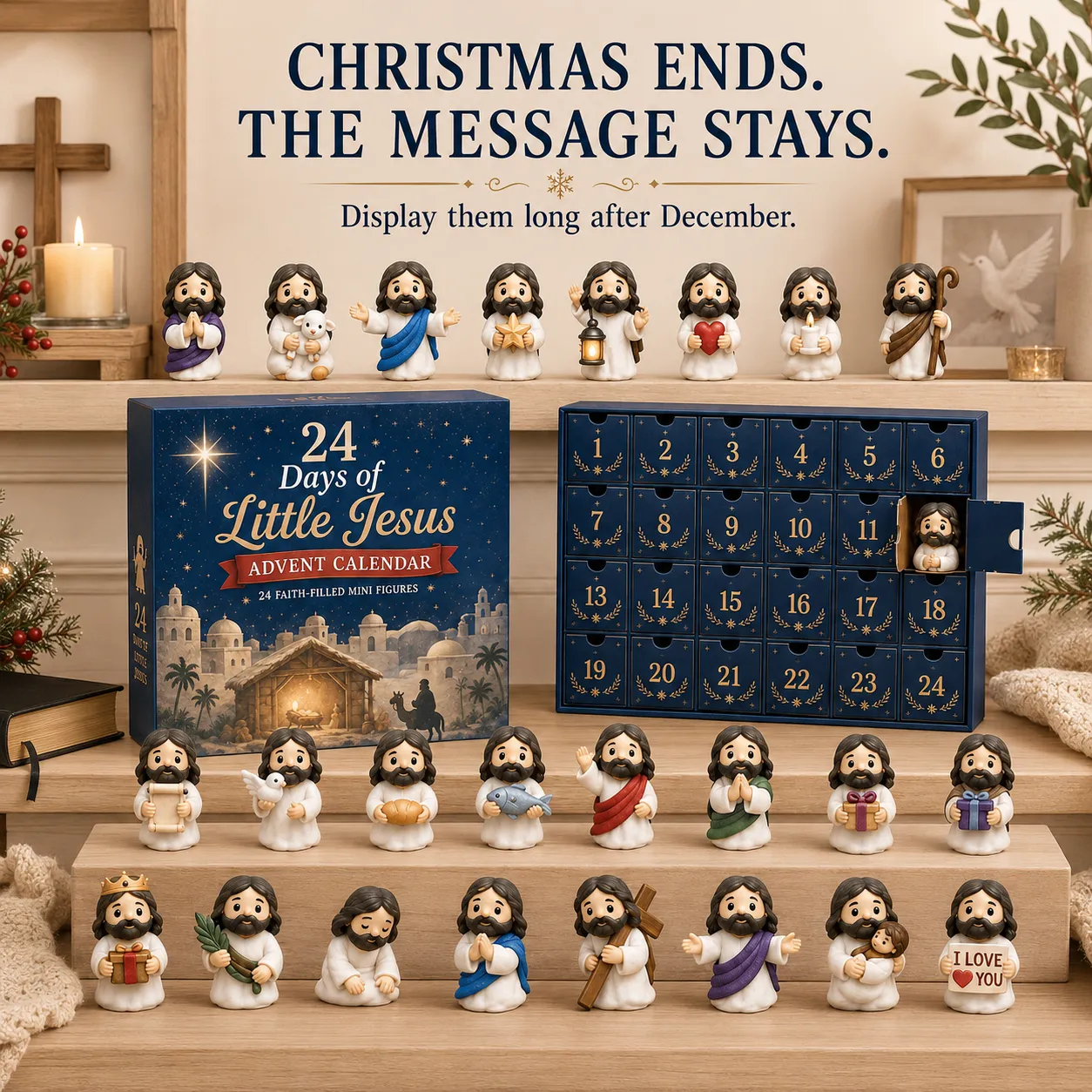 ⏳Only Today 49% OFF – ✝️ 24 Days of Little Jesus Christmas Advent Calendar | 24 Unique Mini Jesus Figures with Meaningful Faith Symbols, No Repeats & Daily Christmas Surprises 🎄✨