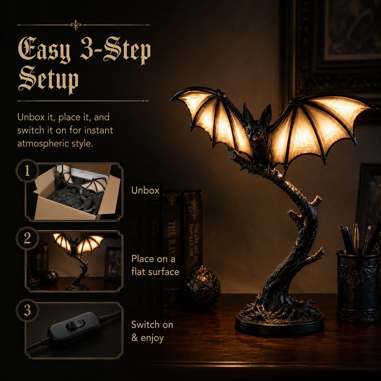 🔥 39% OFF – Glowing Bat Desk Lamp🎉Only Today Buy More Save More🔥