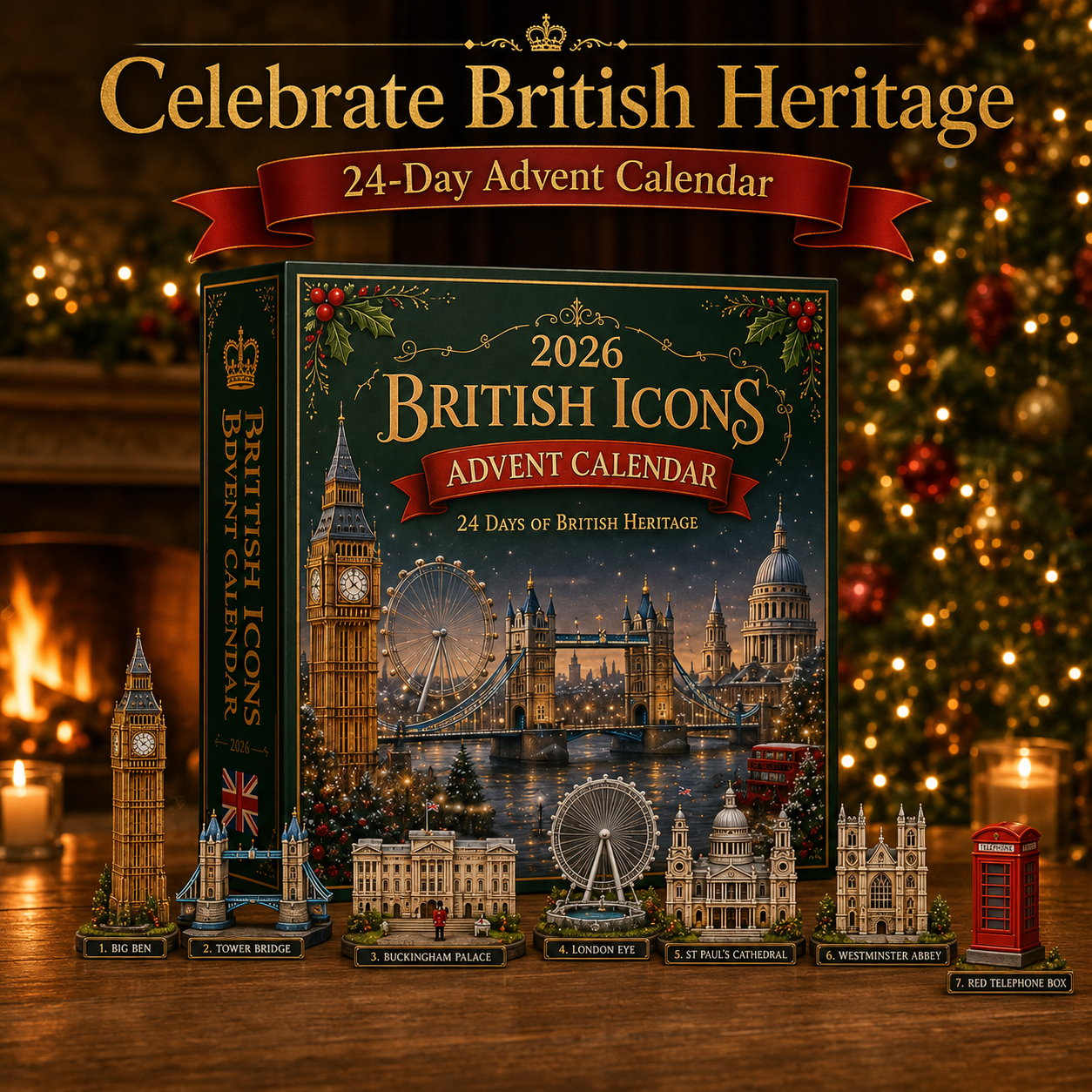 2026 UK Landmarks Advent Calendar – 24 Days of Iconic Architecture & Heritage Collectibles | Christmas Countdown Gift