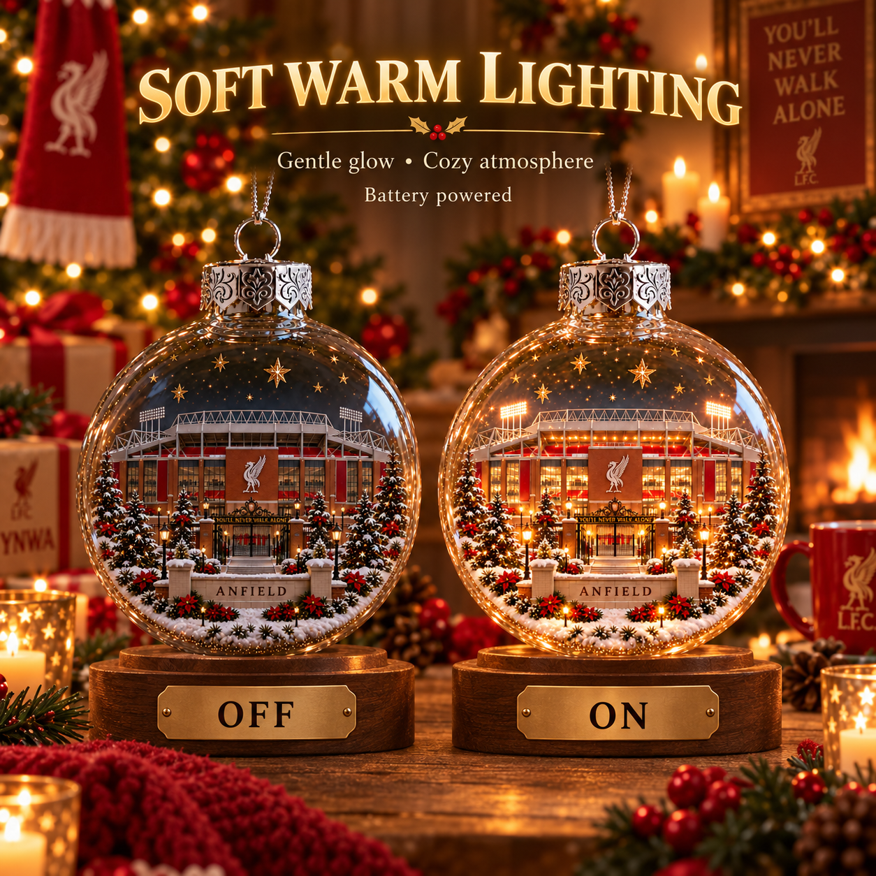 ⚽🎄 Light-Up Football Stadium Christmas Ornament