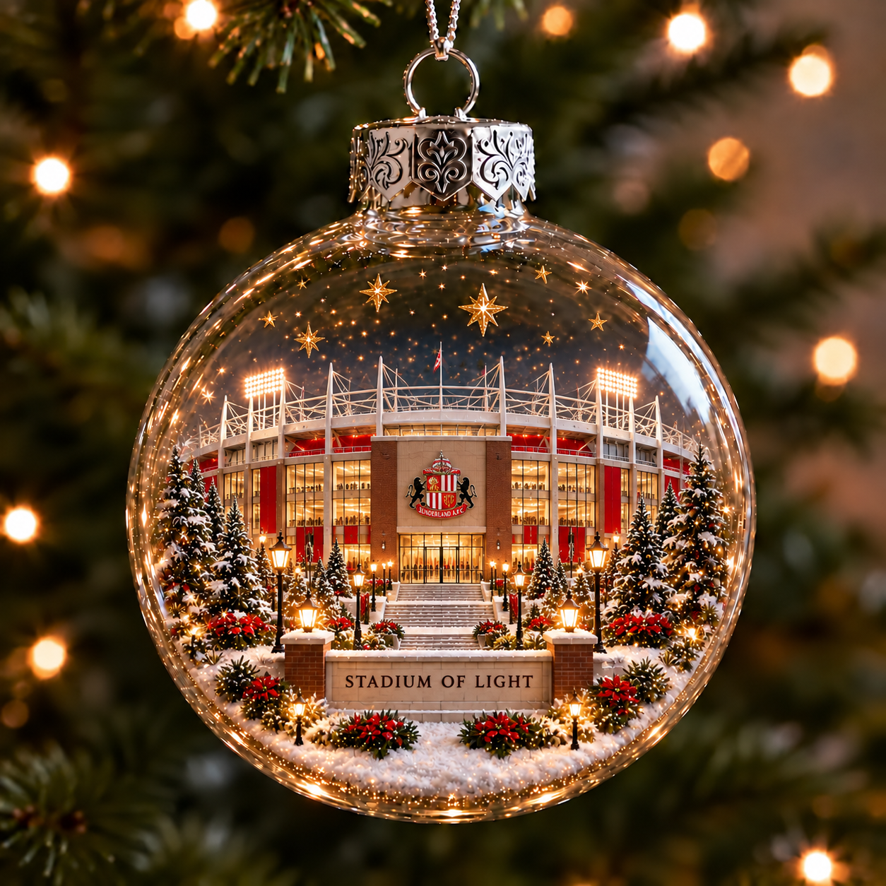 ⚽🎄 Light-Up Football Stadium Christmas Ornament