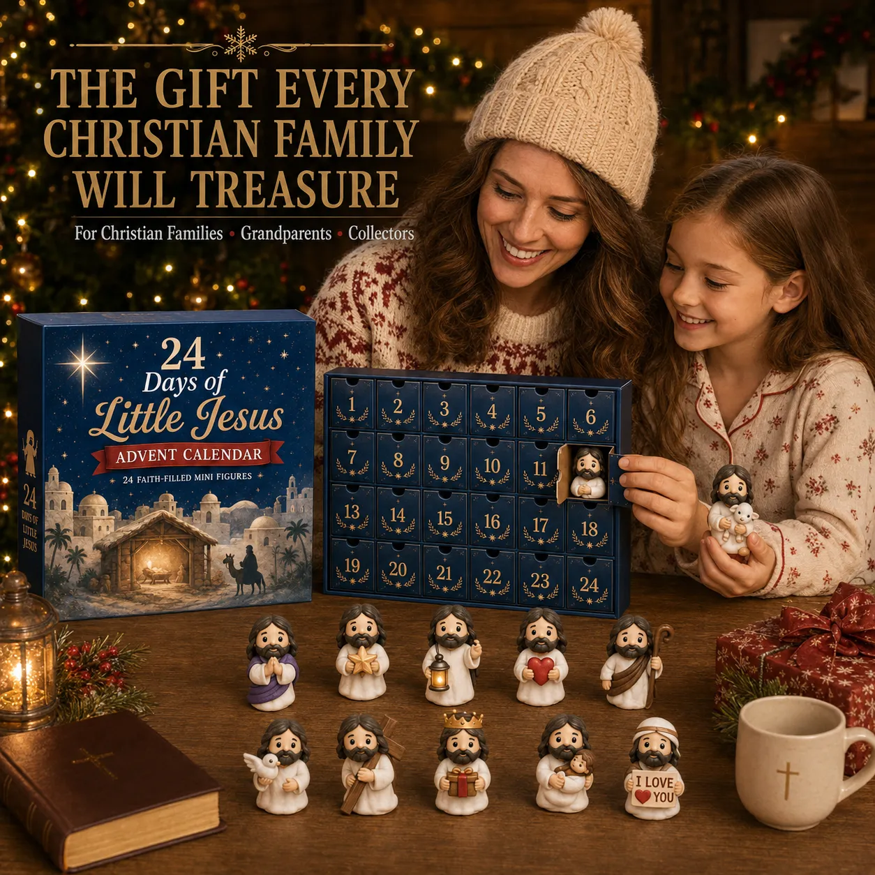 ⏳Only Today 49% OFF – ✝️ 24 Days of Little Jesus Christmas Advent Calendar | 24 Unique Mini Jesus Figures with Meaningful Faith Symbols, No Repeats & Daily Christmas Surprises 🎄✨