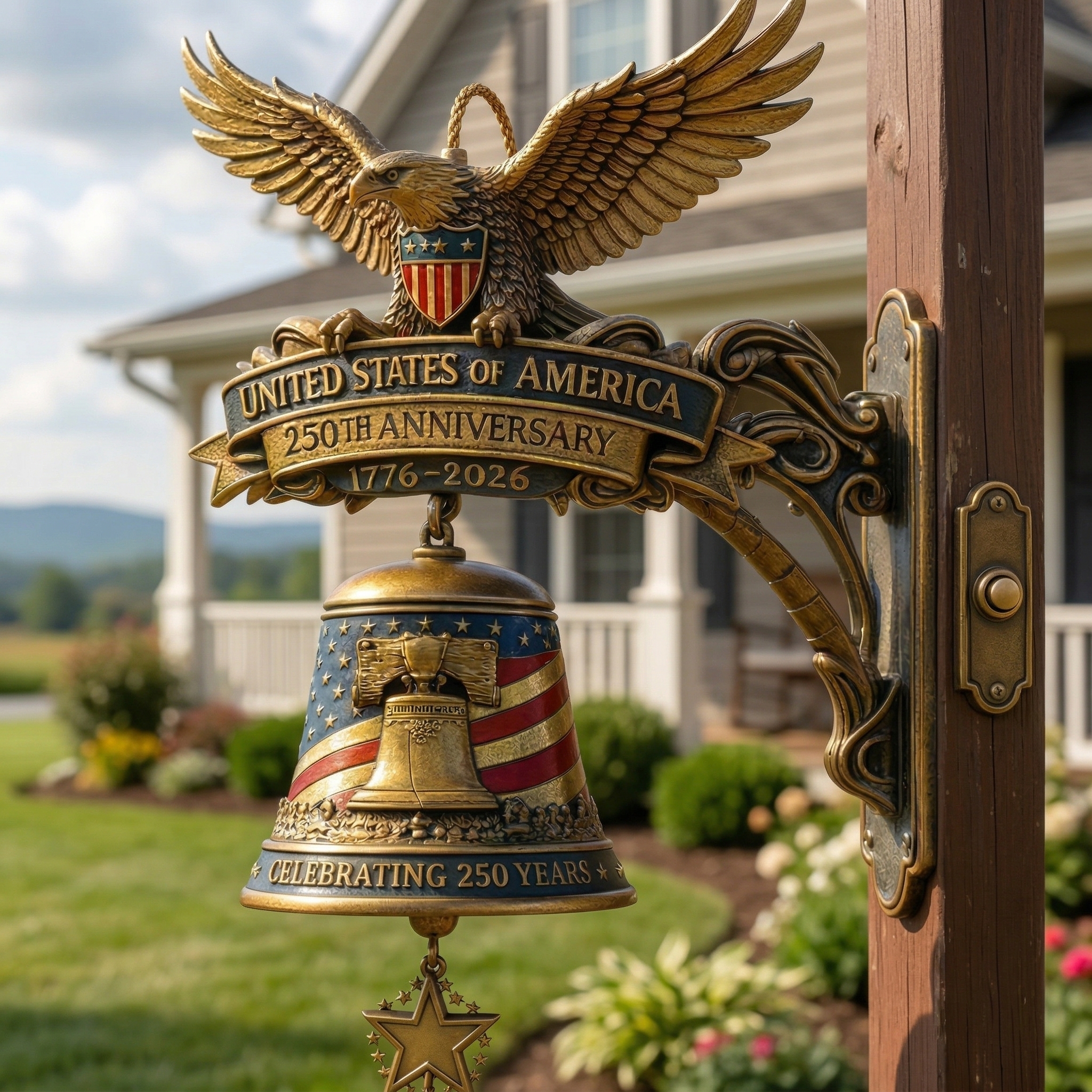 Last Day 49% OFF - American Eagle 250th Anniversary Doorbell Handmade, Dimensions
