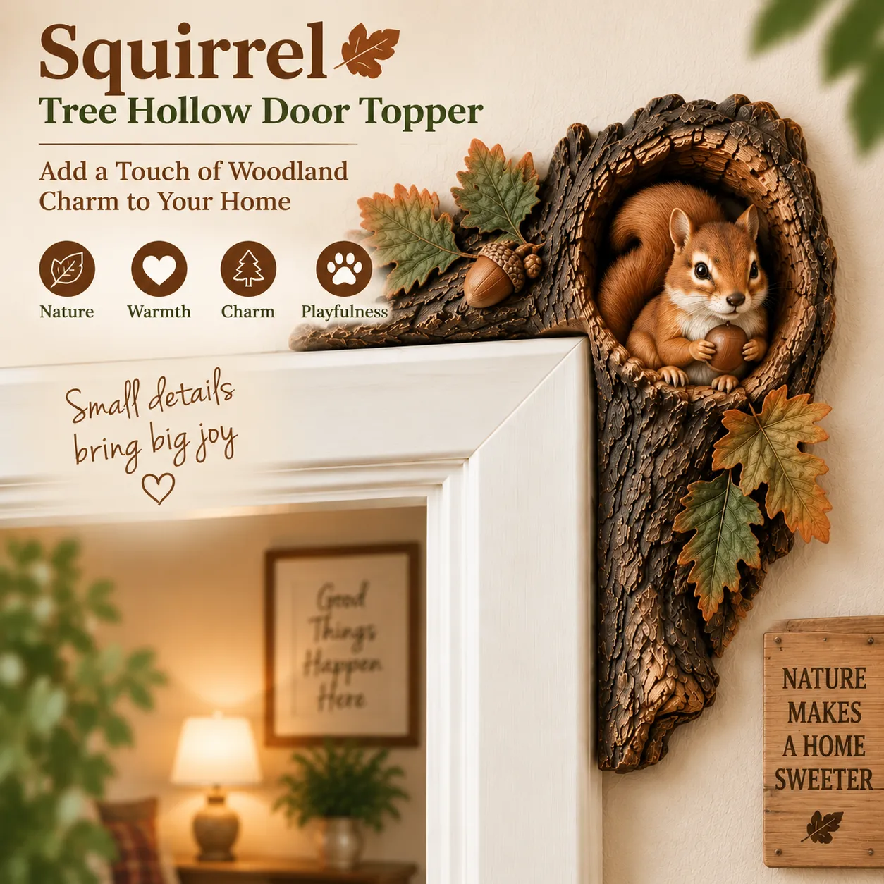 🔥Last Day BUY 2 GET 1 FREE🐿️ 3D Chipmunk Tree Hollow Door Topper | Woodland Animal Doorway Decor For Cozy Nature Homes