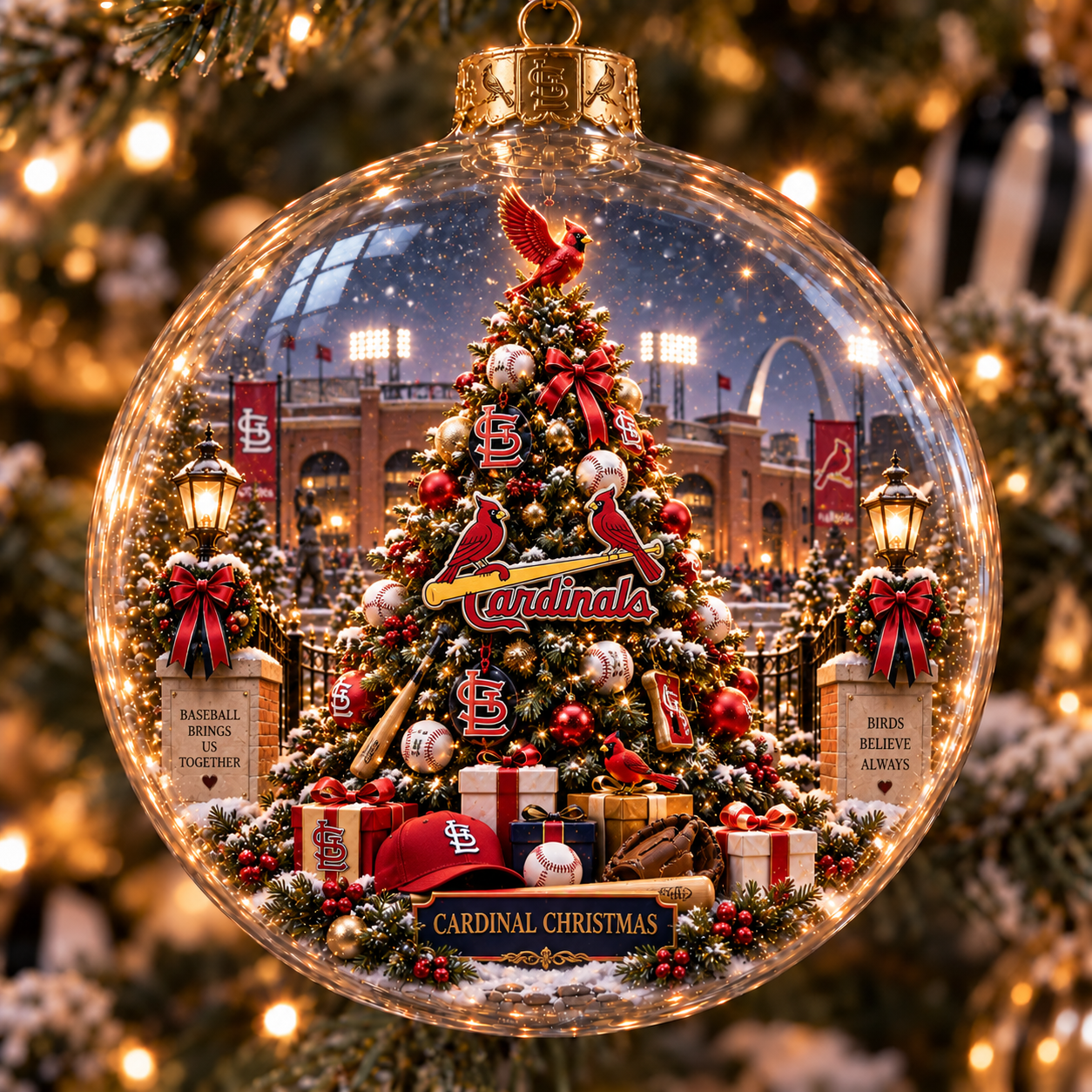 🎄 Go Cards — Light-Up Baseball Diorama Ornament